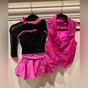 KELLE Size Large Child Black & Pink Sequinned Dance Dress & Vest
